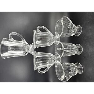 Set of 6 Vintage Irish Coffee Mugs Fluted Clear Glass UV Reactive Glow Pink